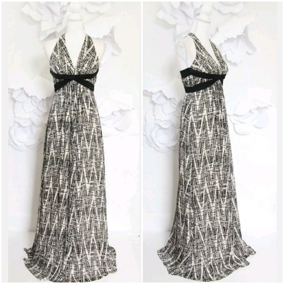 BCBG Long Sequin Evening Dress 2 Silk Halter Prom - Picture 1 of 5